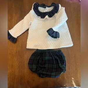 Bella Bliss sweater and plaid bloomers